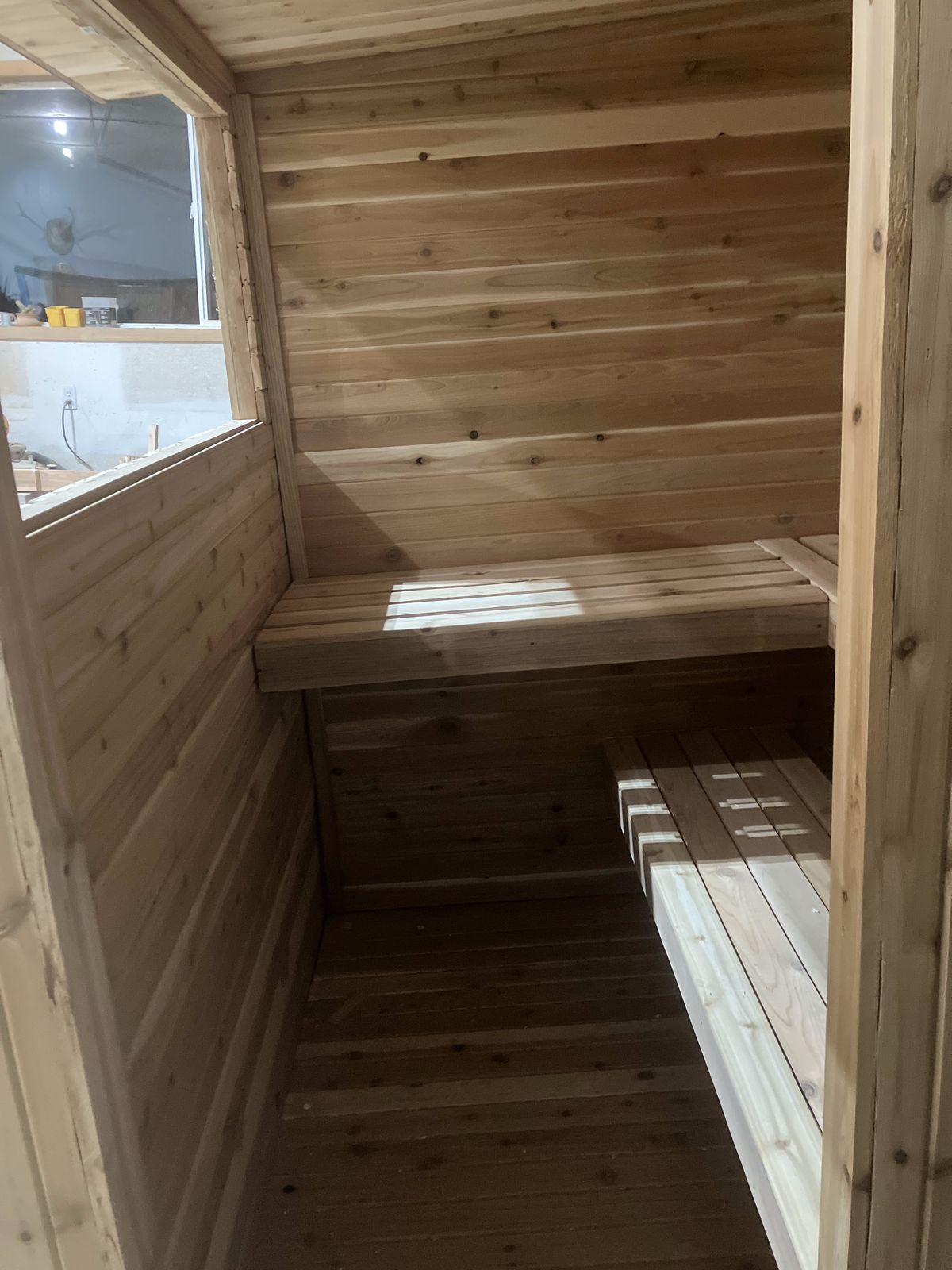 Cedar sauna installation